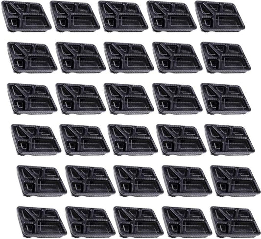 Hemoton 30pcs Disposable Bento Box 5 Compartment Meal Prep Container with Lid Microwave Heating Food Box for Home Restaurant (Black)