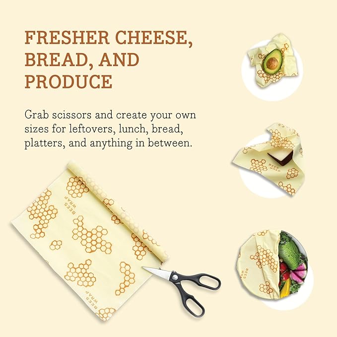 Bee's Wrap Beeswax Wraps for Food - Honeycomb Cut to Size 14x52" Wax Paper Roll - Made in USA Reusable Waxed Paper & Bowl Covers - Organic & Eco-Friendly Alternative to Aluminum Foil & Plastic Wrap