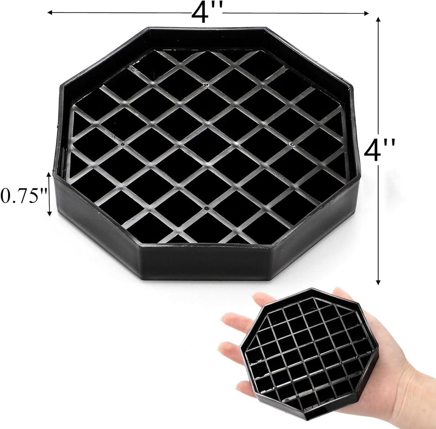 Tebery 6 Pack 4 Inch Coffee Drip Trays, Handy Water Catcher Tray for Drink Dispenser, Countertop Drip Coasters with Detachable Grid, Plastic Drip Tray Pan for Party, Home, Bar, Coffee Station