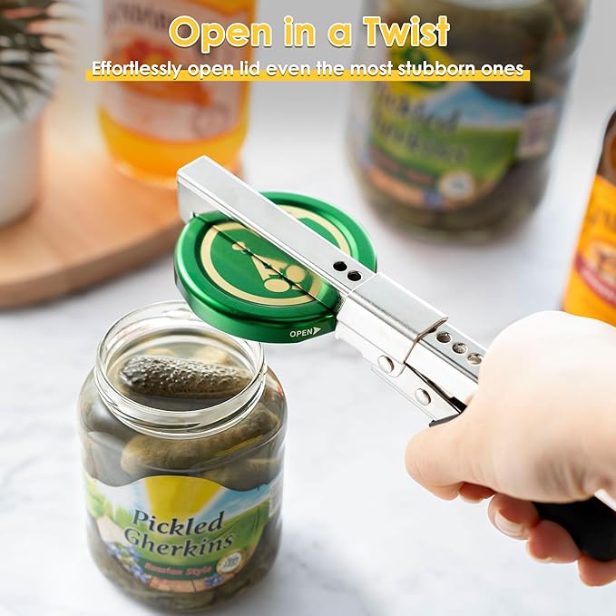 Dreyoo 2 Pack Adjustable Jar Can Opener, Multifunctional Stainless Steel Can Opener with Jar Gripper, Comfortable Grip Jar Lid Opener for Weak Hands, Seniors Arthritis, Kids Openers, 7.5 Inch