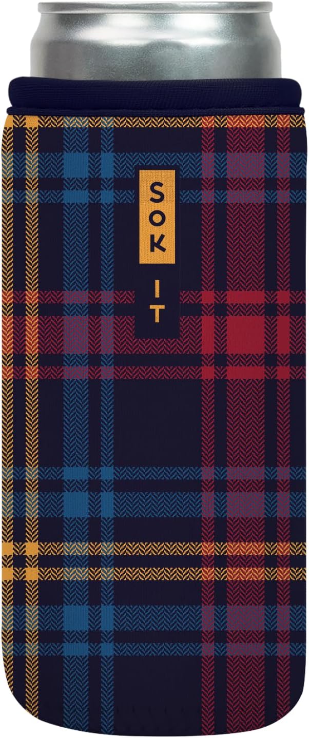 Sok It CanSok Sleeve for Beer & Soda Insulated Neoprene Cover (Tartan Royale, 12oz Can Sleeve)