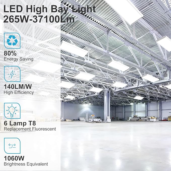 Lightdot 4 Pack LED High Bay Shop Lights, 4FT 240W 33600LM [Eqv.1000W MH/HPS] 5000K Daylight Linear Hanging Light for Garage Warehouse Gyms, 10 Lamp Fluorescent Fixture Replacement