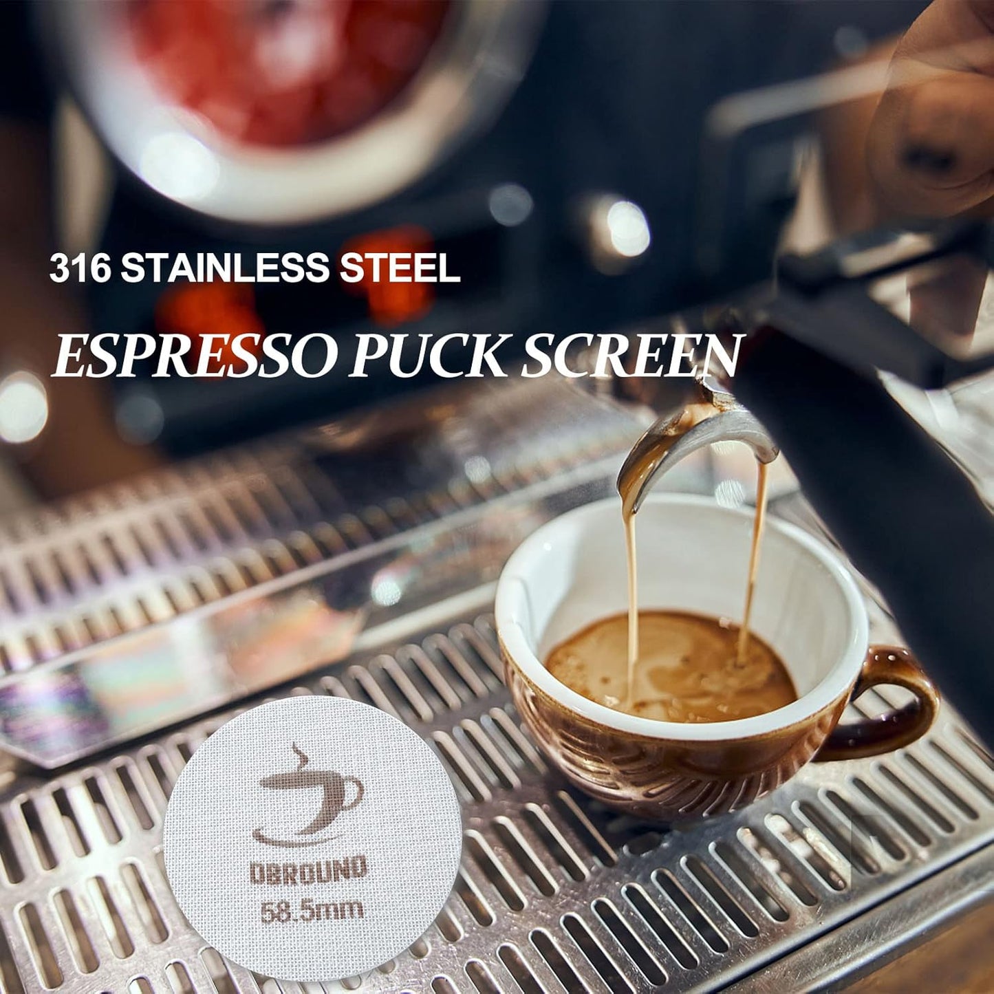 Puck Screen 51mm - 2 Packs Reusable Espresso Puck Screen with Wooden Stand, 316 Stainless Steel Puck Screen for Espresso Portafilter, Professional Tool for Espresso Portafilter Filter Basket