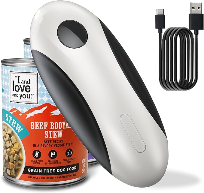 Rechargeable Electric Can Opener - One Touch Automatic, Hands Free Operation Easy Grip for Seniors & Arthritis, Works with All Cans - Cordless, No Sharp Edges