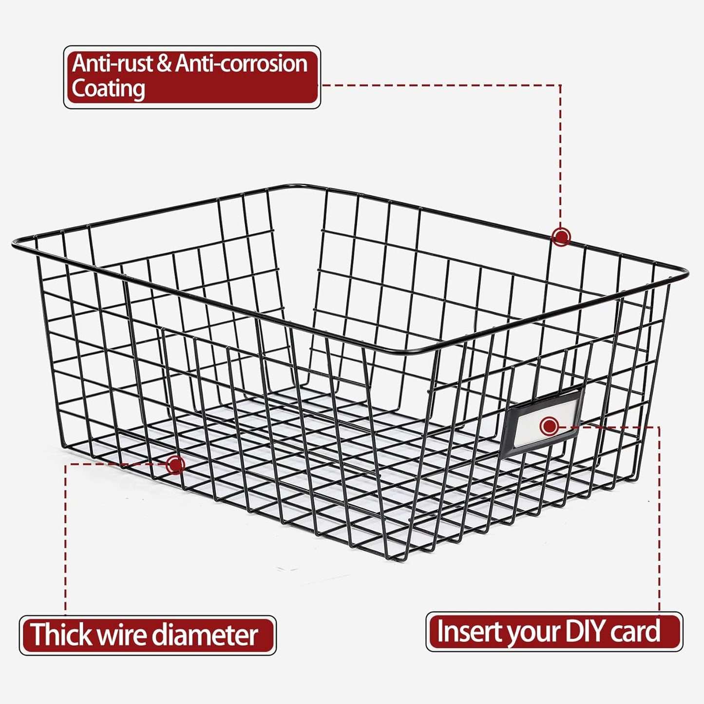 6 Pack Wire Baskets for Pantry Organization and Storage, Kitchen Organizer, 2 XXLarge & 2 XLarge & 2 Large