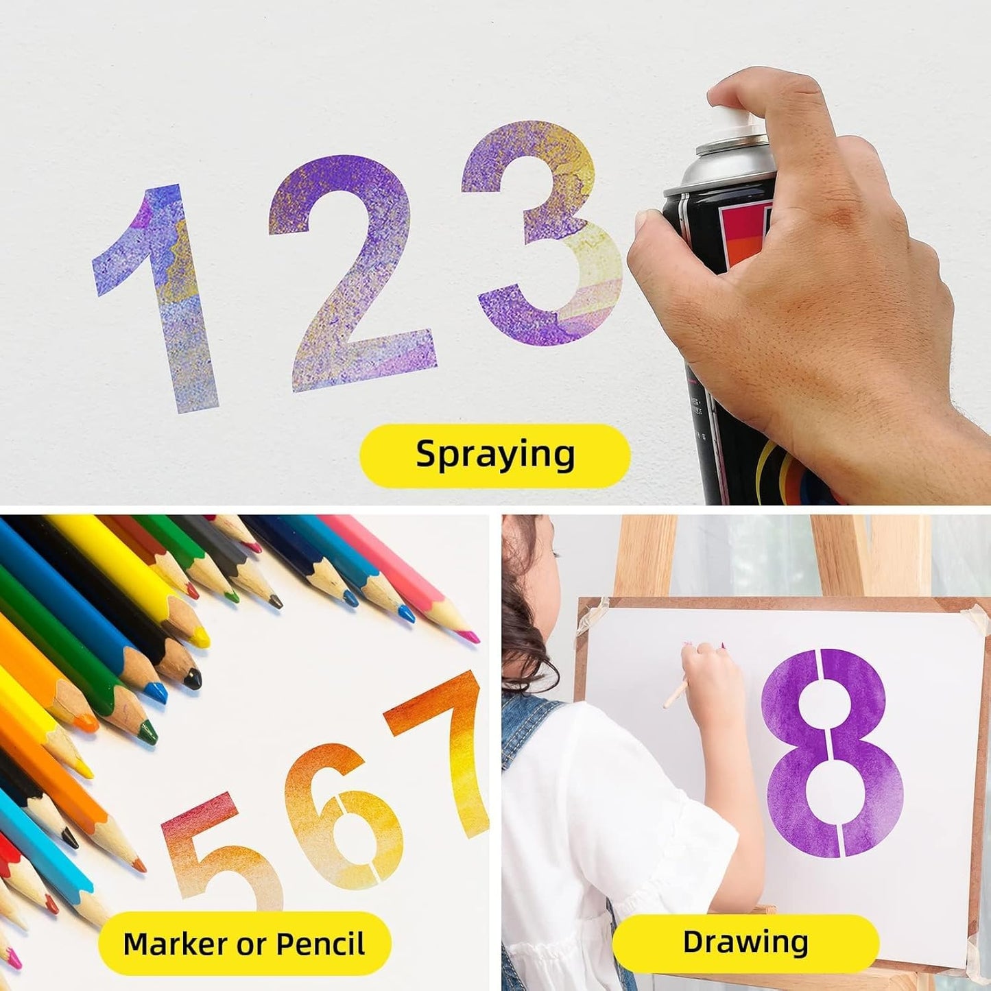 6 Inch Plastic Number Stencils - Reusable Digital Templates for Cake, Address, Painting
