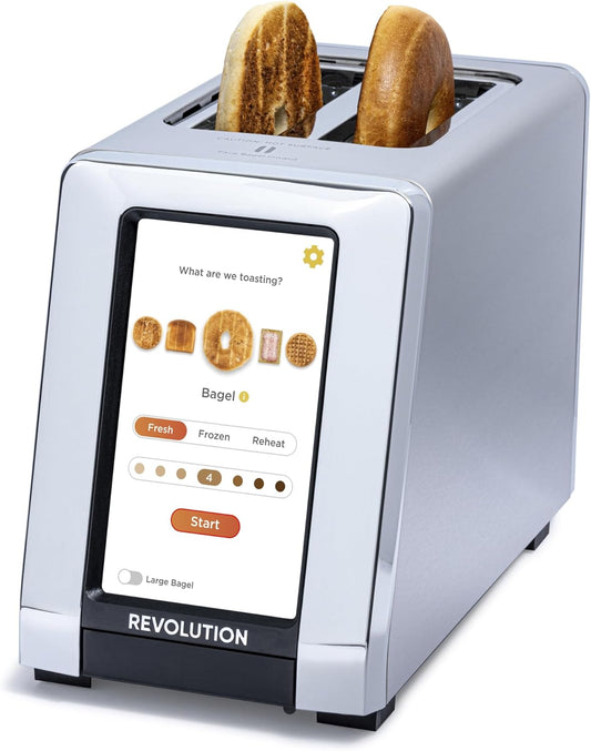 Revolution R180 Connect Smart Toaster, 2-Slice High-Speed Touchscreen Toaster with Patented InstaGLO Technology, Wi-Fi Connectivity, Weather Widget, and Over-the-Air Updates, Stainless Steel