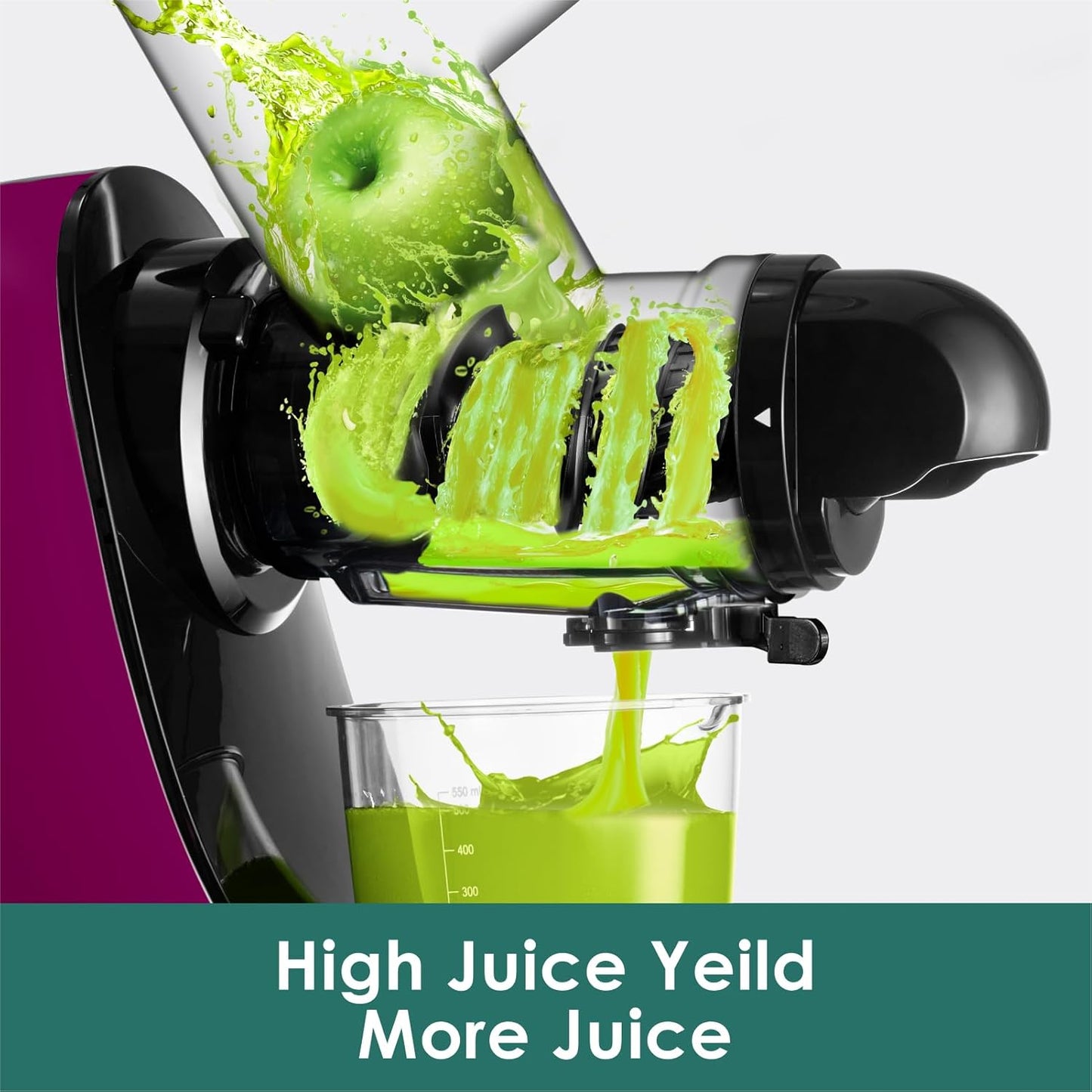 Cold Press Juicer, Masticating Slow Juicer, High Juice Yield Juicer Machines for Fruit & Vegetable, Nutrient and Vitamin Dense,BPA-Free, Easy to Clean(Purple)