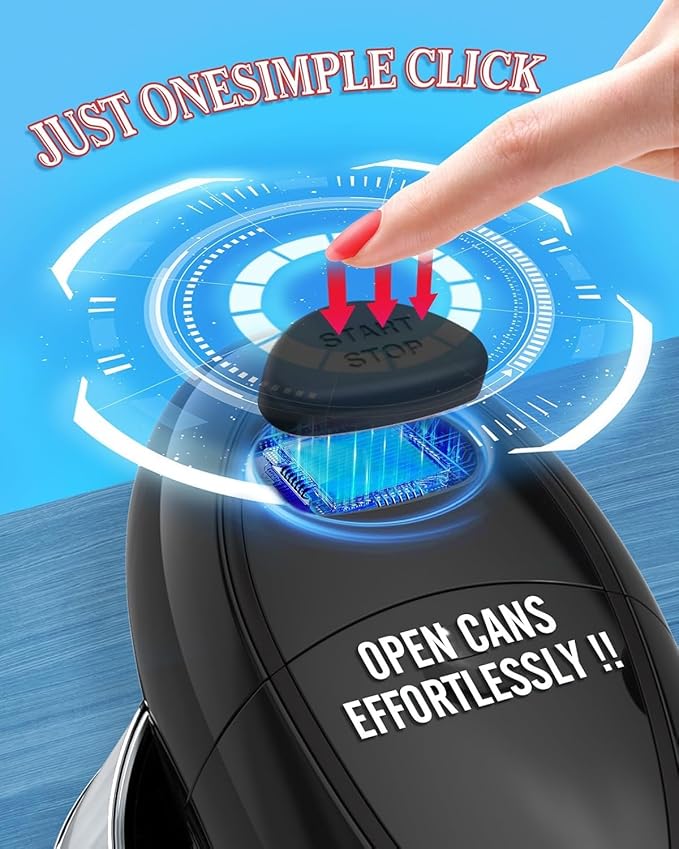 Effortless One-Touch Electric Can Opener, Safety Automatic Can Opener with Smooth Edge Fits All Cans Sizes, Battery operated Can Opener for Seniors with Weak Hands,Arthritis (Black)