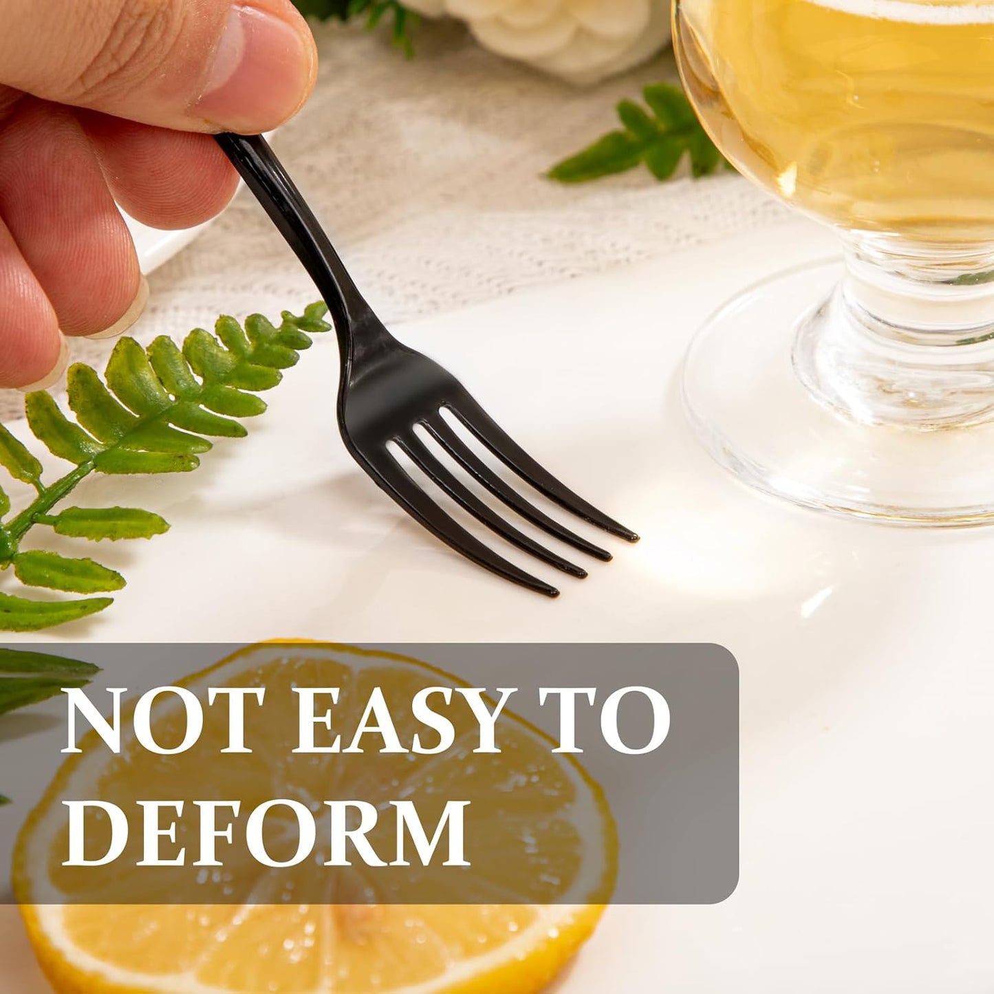 WDF 300 Pieces Black Plastic Mini Forks-4inches Black Plastic Forks-Heavy Duty Plastic Tasting Forks-Perfect for Small Appetizers and Desserts for New Year/Graduation