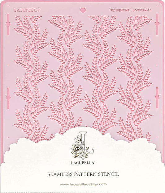 Harvest Cake Stencil - Seamless Delicate Pattern for Decorating Tall Double Barrel Cake to Use with Buttercream, Royal Icing, Ganache, Paint, Airbrush (Florentine)