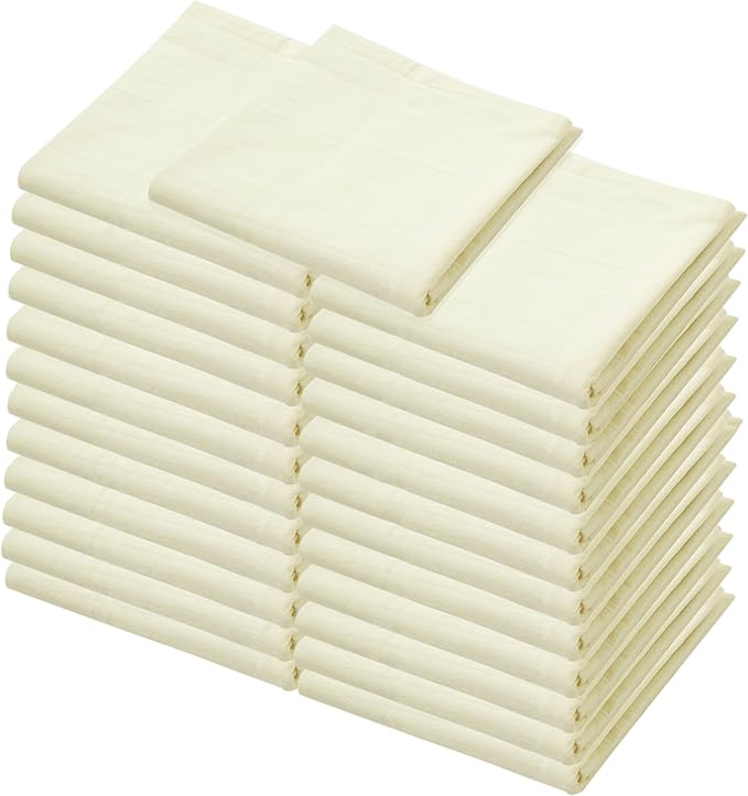 Flour Sack Towels | Tea Towel for Crafts| Kitchen | Dish | Cotton Blank Towel for Embroidery| Baking Bread Proofing Linen Cover| Thick Absorbent Quick Dry | 24 Pack 18"x28" Natural