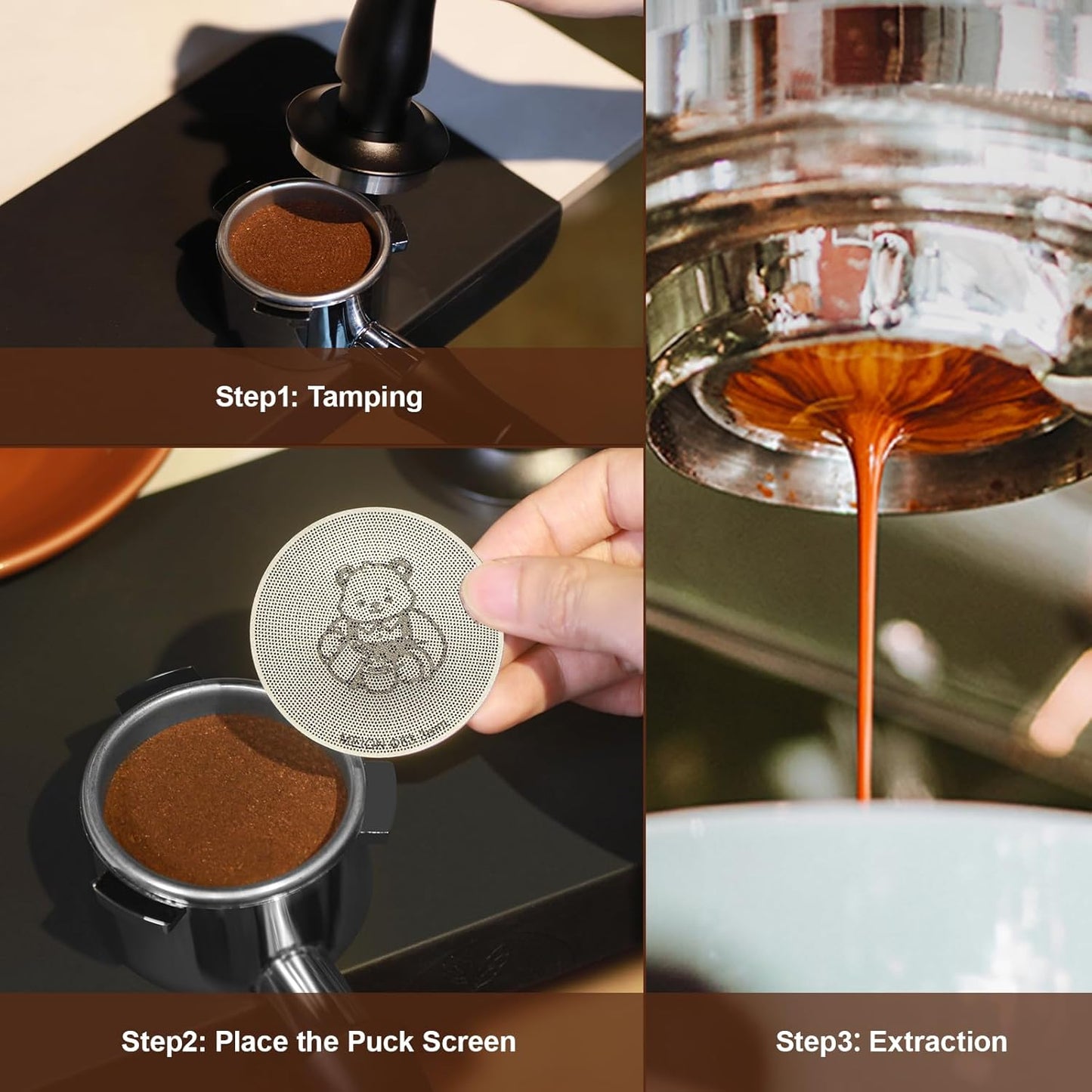 MEION 53.3mm Espresso Puck Screen-3 Pack 0.2mm Ultra Thin Espresso Puck, Stainless Steel Reusable Coffee Filter, Compatible with Espresso Machine 54mm Portafilter Basket