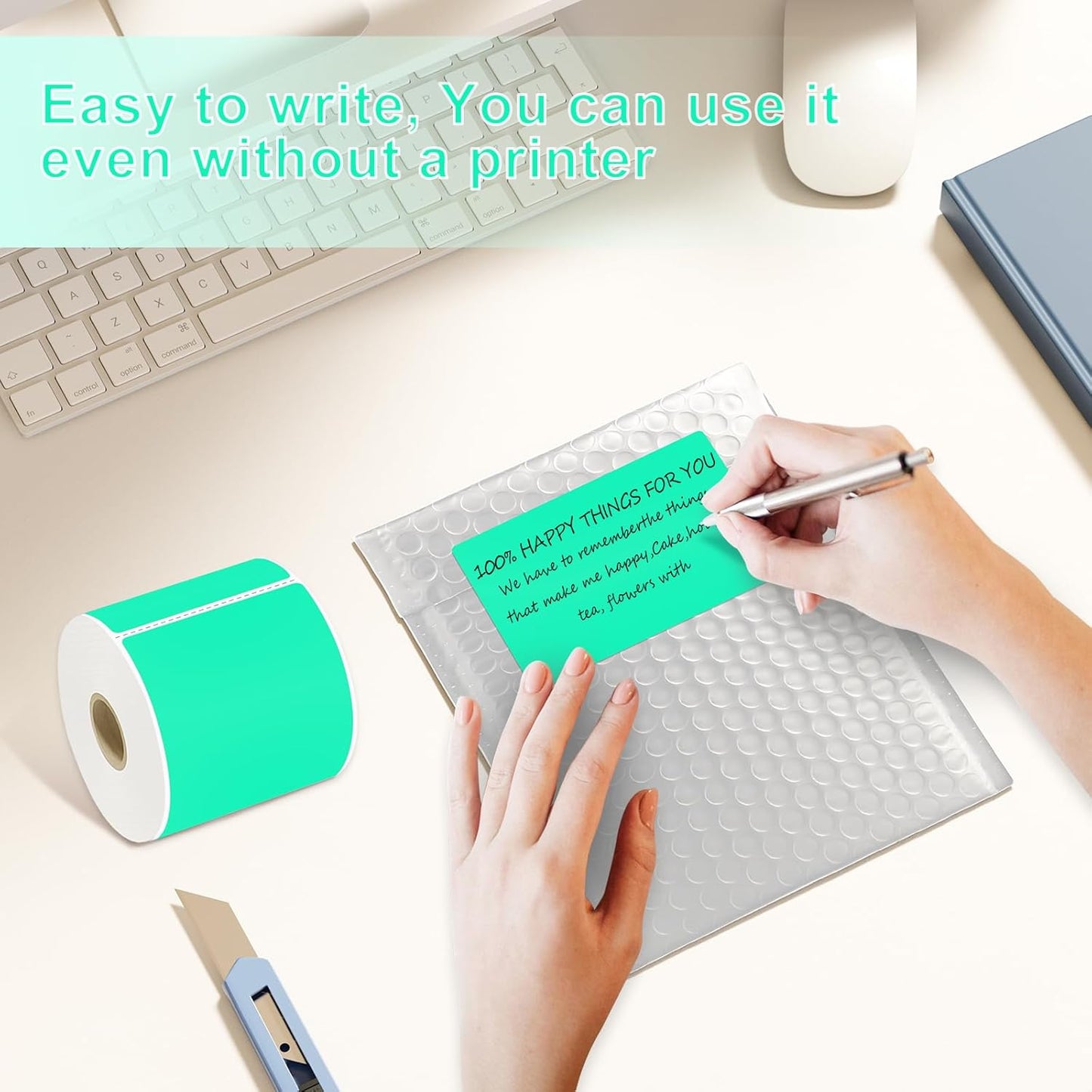 3 x 5 inch Home Moving Box Labels for Storage Bins 300pcs Colored Blank Label Sticker for Shipping Thermal Printer Color Coding Rectangle Moving Labels for Packing Boxes Watercolor Green