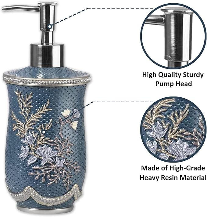 Zahari Home 4pc Capri Bathroom Accessories Sets Modern Classic Soap Dispenser, Tumbler, Tooth Brush Holder and Soap Dish Holder Unique Design Royal Blue Bathroom Set