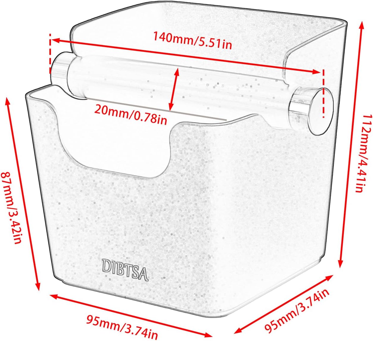 DIBTSA Knock Box Espresso, Stainless Steel Knock Box for Coffee Grounds, with Removable Rubber Bar and Anti-slip Pad, Small, Black