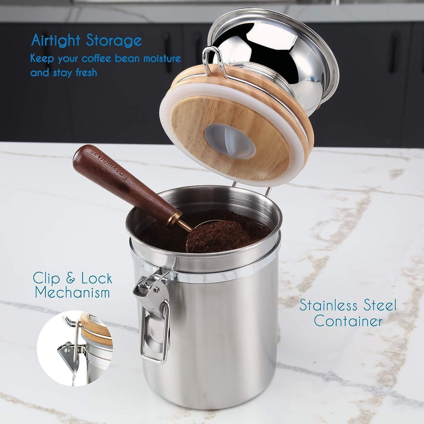 Easyworkz Manual Coffee Grinder - Adjustable Settings, Airtight Canister - Coffee Bean Mill Tool for Kitchen, Hand Crank Coffee Grinder