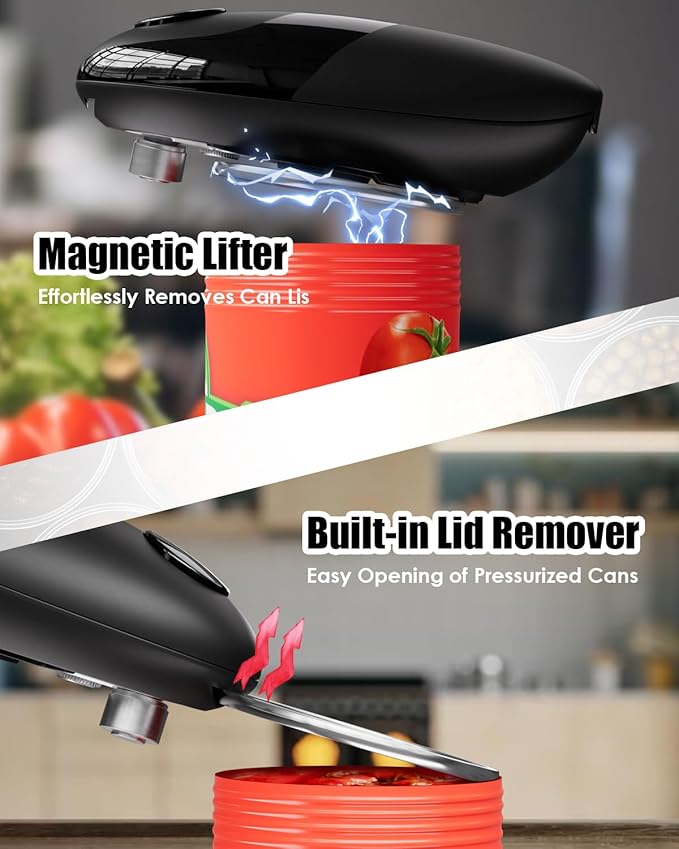 Electric Can Opener for Seniors - One Touch Automatic Kitchen Gadget, Smooth Edge Design for Safety & Arthritis-Friendly Use, Works with All Can Sizes
