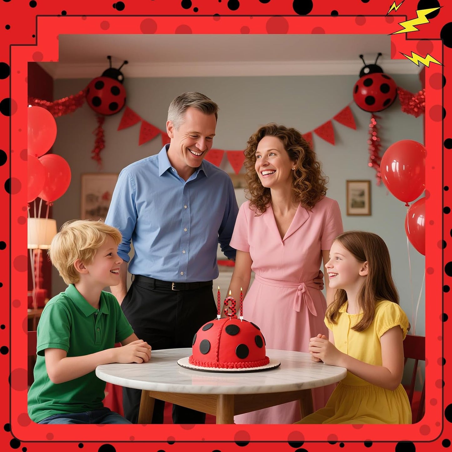 13PCS Ladybug Theme Birthday Candles Set - Red & Black Polka Dot Decorative Candles for Kids Ladybug Themed Parties, Baby Showers, Birthday Cakes, and Ladybird Inspired Celebrations(Number 3)