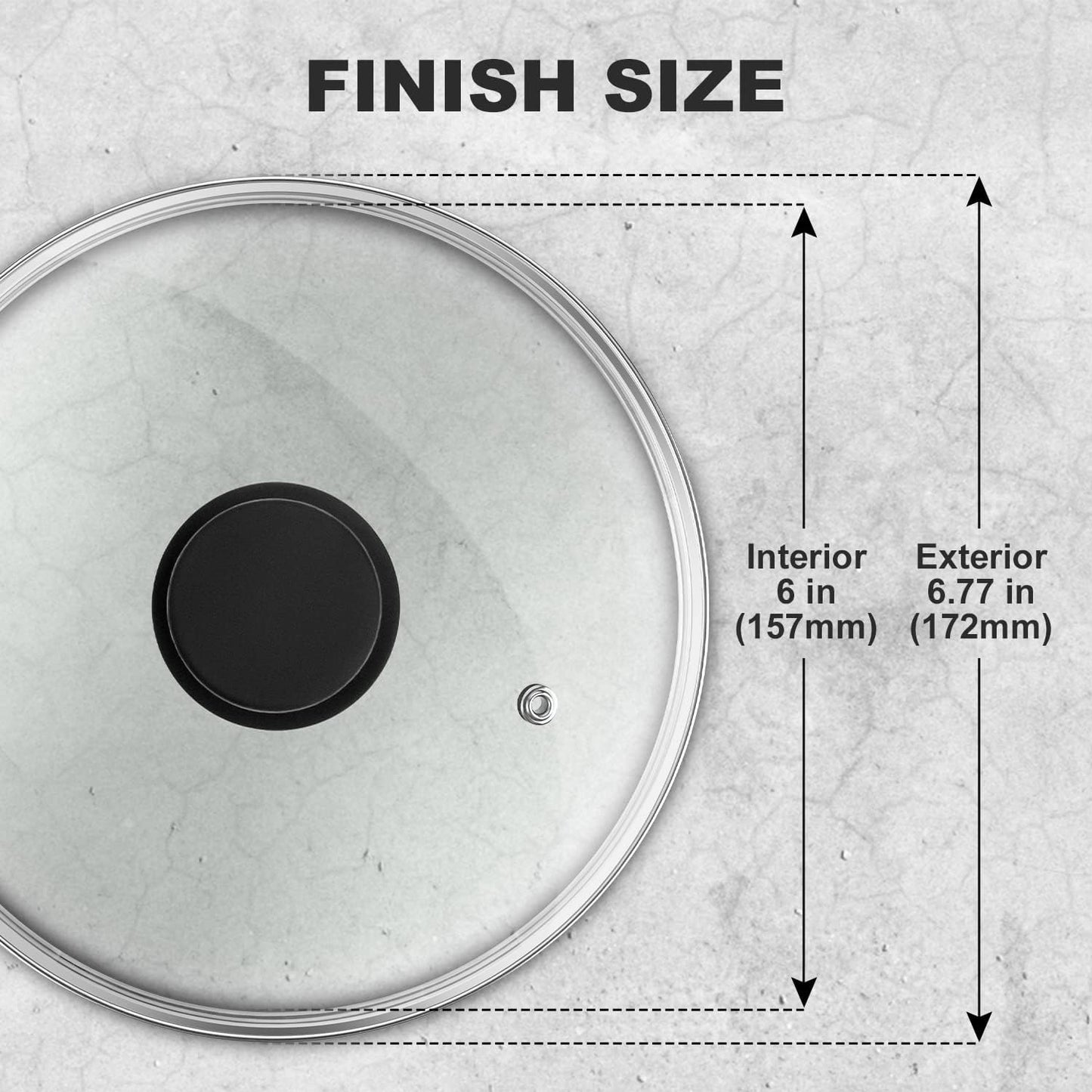 Wadaza Pan Lid 6.5 Inch - Tempered Glass Pot Lid - Oven Safe Replacement Glass Lid for Frying Pan Wok Pot Skillet