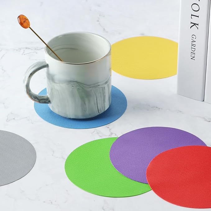 6PCS Round Jar Gripper Pads - Rubber Jar Opener, Kitchen Coasters for Seniors with Arthritis, 6 Colors