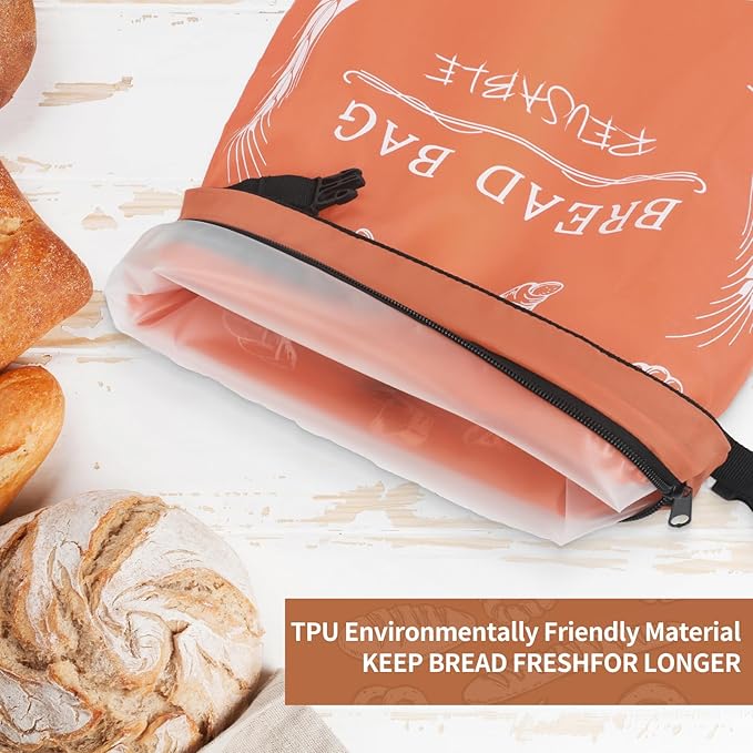 Bread Bags for Homemade with Beeswax Wrap - Zipper Reusable Bread Bag for Sourdough 2-Pack, Homesteading Essentials Sourdough Bags with Sealing Zip to Keep Fresh, Freezer-Safe, Eco-Friendly