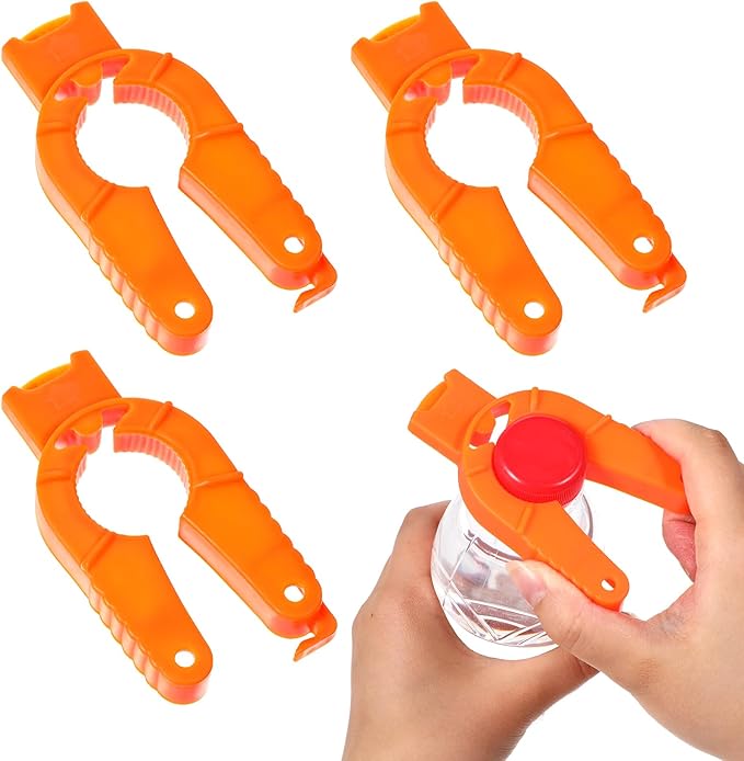 Bewudy 4 PCS Plastic Bottle Cap Opener, Water Bottle Opener, Multifunctional Bottle and Can Opener, 3 in 1 Multi-Purpose Water Bottle Opener for Weak Hands Children Seniors Elderly Arthritis