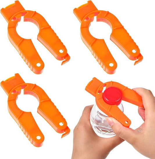 Bewudy 4 PCS Plastic Bottle Cap Opener, Water Bottle Opener, Multifunctional Bottle and Can Opener, 3 in 1 Multi-Purpose Water Bottle Opener for Weak Hands Children Seniors Elderly Arthritis