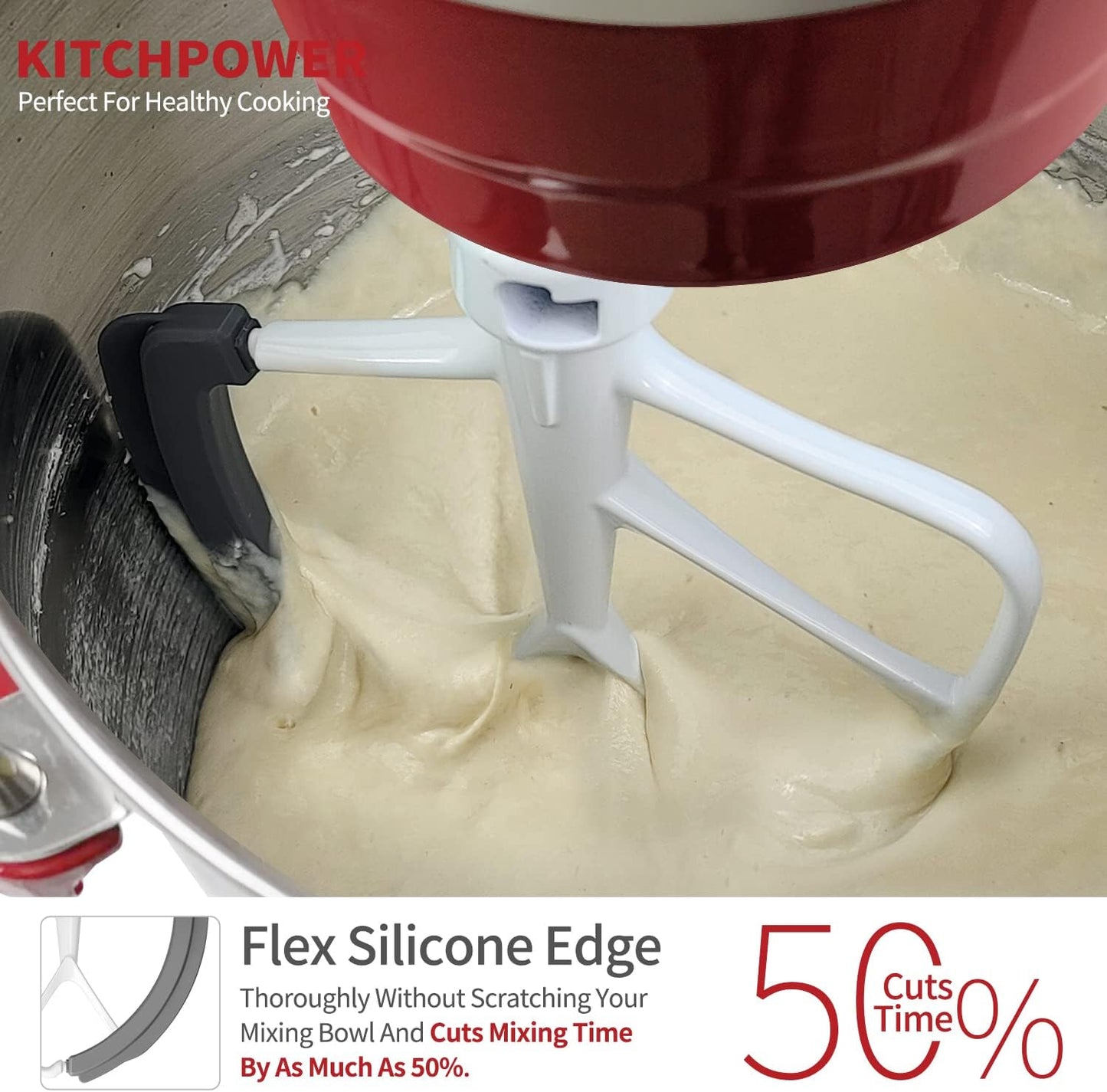 6 Quart Flex Edge Beater for Bowl-Lift Stand Mixers, Paddle Attachment Mixer Accessory