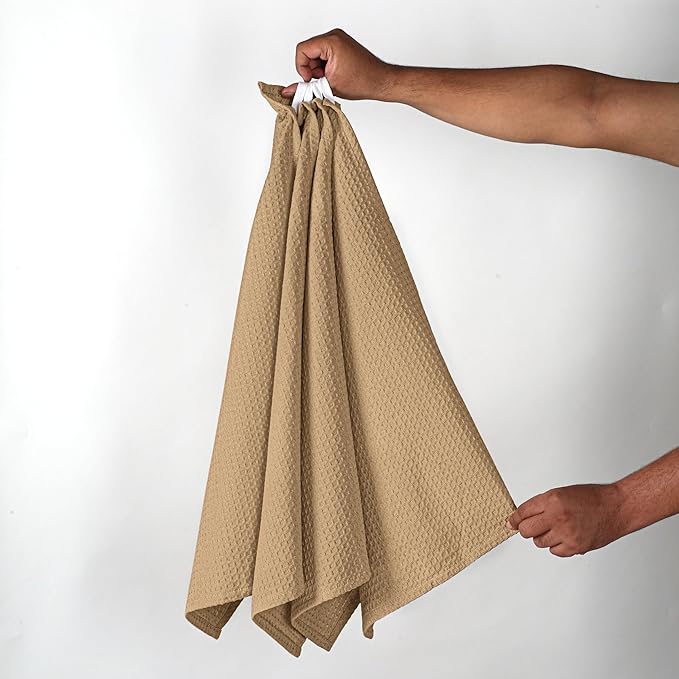 Beige Waffle Kitchen Towels, 16x26 Inches, Soft, Durable, 100% Cotton, Quick Drying, Reusable, Absorbent, Machine Washable, Multipurpose Towels, Everyday Use, Set of 4