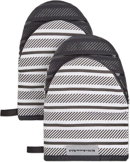 KITCHENAID Albany Mini Oven Mitt 2-Pack Set, Matte Black, 5.5"x8"