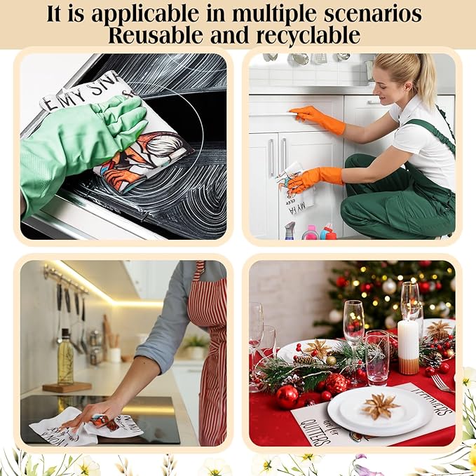 36 Count Reusable Cleaning Cloths Washable Cotton Kitchen Towels(Funny Style,Retro)