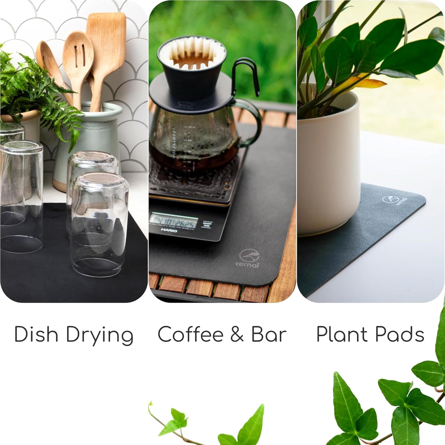 Ternal Dripguards - Absorbent Counter Mat, General Purpose Mat for Water, Oil, Syrup, Coffee & Bar. Fast Drying Top with Waterproof Core & Non-Slip Bottom [5.1x6.8in]
