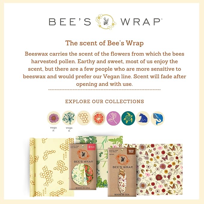 Bee's Wrap Beeswax Wraps for Food - Garden Party Cut to Size 14x52" Wax Paper Roll - Made in USA Reusable Waxed Paper & Bowl Covers - Organic & Eco-Friendly Alternative to Aluminum Foil & Plastic Wrap