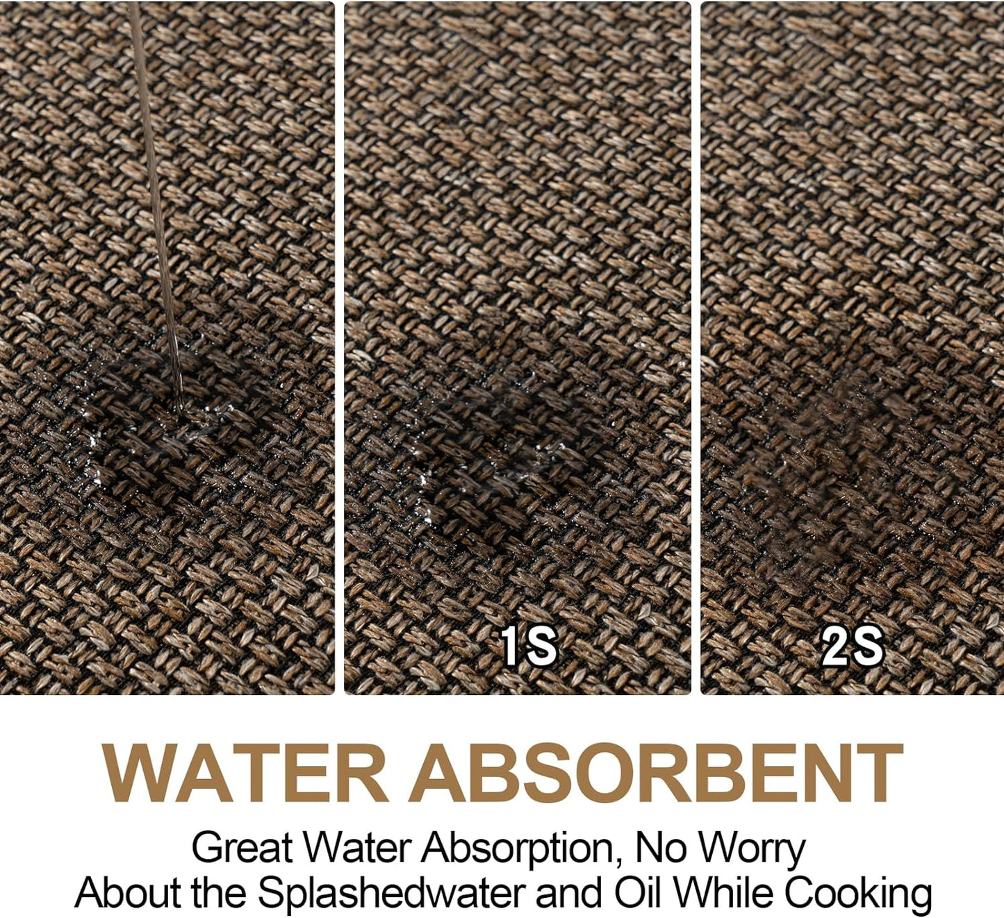 Kitchen Mat Set of 2 PCS, Cushioned Non Slip Rugs for Kitchen Floor, Absorbent Runner Comfort Standing Mats Washable for Kitchen, Office, Home,(Brown, 17.3"x47"+17.3"x71")