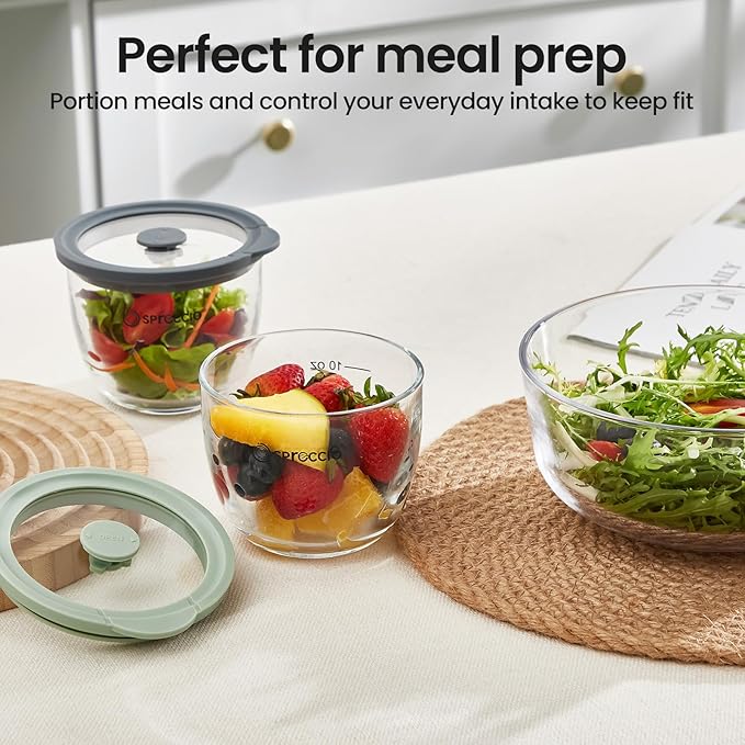 Glass Meal Prep Bowls Set - Leakproof Lids, Microwave & Dishwasher Safe 13 oz (4-Pack) Perfect for Meal Prepping, Portion Control, and On-the-Go Lunches BPA-Free