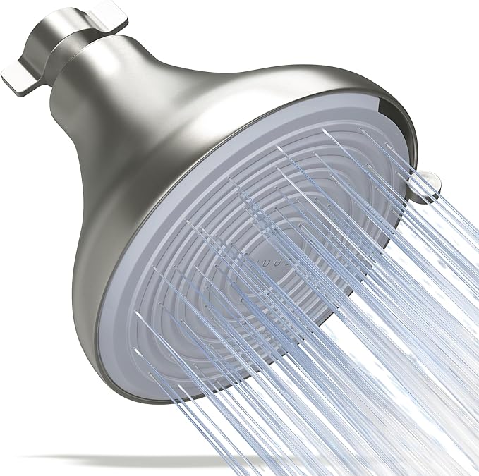NUUD Filtered Shower Head - Removes Chlorine, Heavy Metals & Contaminants for Healthier Scalp Skin & Hair | Protects Colored Hair & Soothes Dry Skin - High Pressure Shower Head Filter - Brushed Nickel