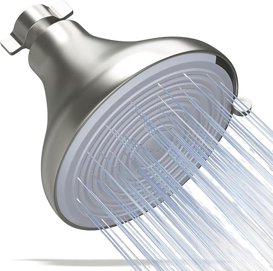 NUUD Filtered Shower Head - Removes Chlorine, Heavy Metals & Contaminants for Healthier Scalp Skin & Hair | Protects Colored Hair & Soothes Dry Skin - High Pressure Shower Head Filter - Brushed Nickel