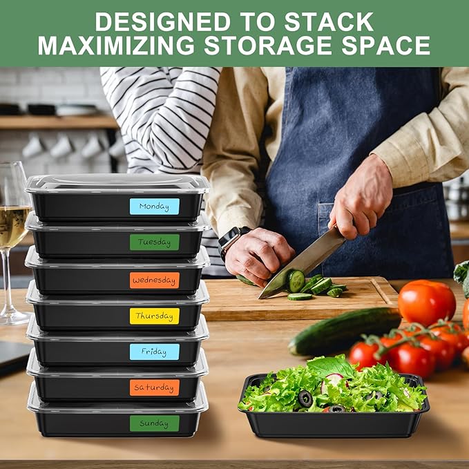 20 Pack (92 Pcs) 38 OZ Disposable Meal Prep Containers Plastic Food Container with Lids for Snack BPA Free, Microwave and Freezer Safe, To Go & Take Out Food Containers with Lids for Microwave Dishes