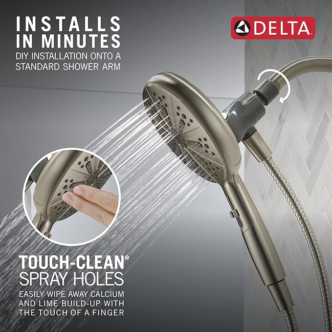Delta Faucet 6-Spray SureDock Magnetic Shower Head with Handheld Spray, Brushed Nickel Shower Head with Hose, Showerheads & Handheld Showers, Handheld Shower Heads, Hand Shower, Stainless 75613-SN