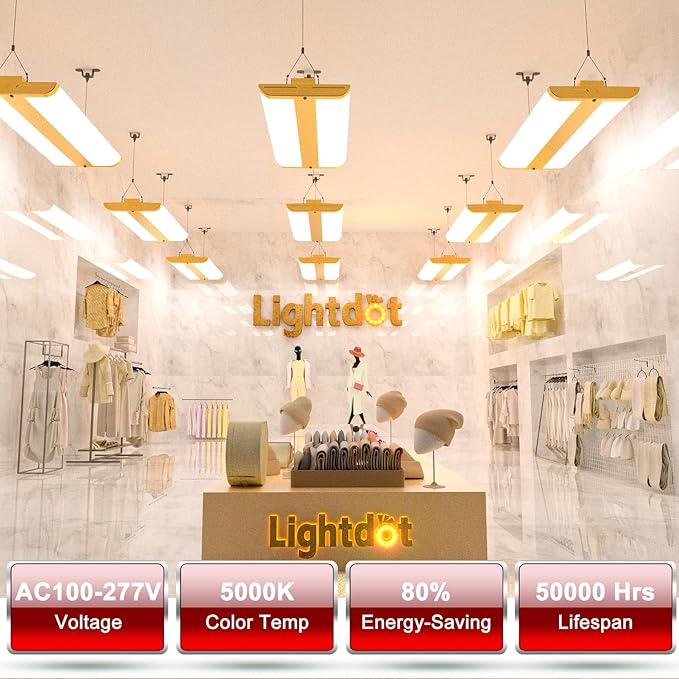 Lightdot 4FT LED High Bay Shop Lights, Gold 100-277V 【Driver Equipped】 265W 37100LM [Eqv.1000W MH] 5000K Large Coverage Linear 2x4 High Bay LED Fixtures for Warehouse Garage -ETL Listed, 4Pack