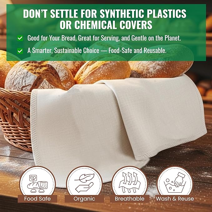 LITO LINEN AND TOWEL Flour Sack Towels for Bread Dough Proofing – Unbleached, Thick Cotton Baking Cloth for Baguettes, Ciabatta, Pastry – Reusable, 28"x28", 6-Pack