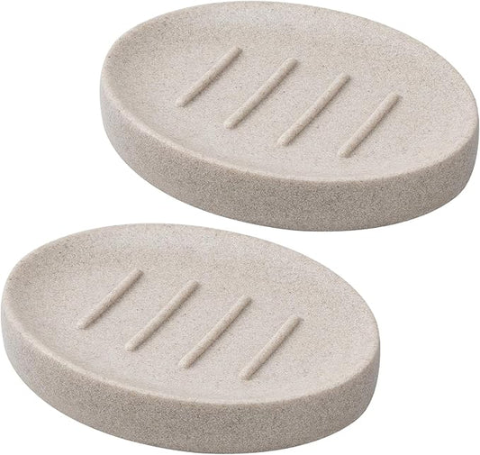 Soap Dish Bathroom Resin Soap Holder Soap Tray for Shower Sponge Holder for Kitchen Sink 2 Pack(Beige)