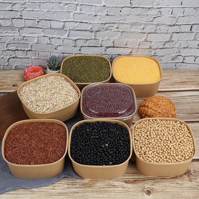 40 oz Disposable Kraft paper bowls with lids,Food containers Soup Bowls Party Supplies Treat Bowls 50 Pack
