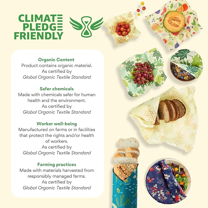 Bee's Wrap Beeswax Wraps for Food - Bees + Bears Bread Wrap - Made in USA Reusable Bread Storage Bags - Organic & Eco-Friendly Alternative to Aluminum Foil, Sourdough Bags & Plastic Wrap