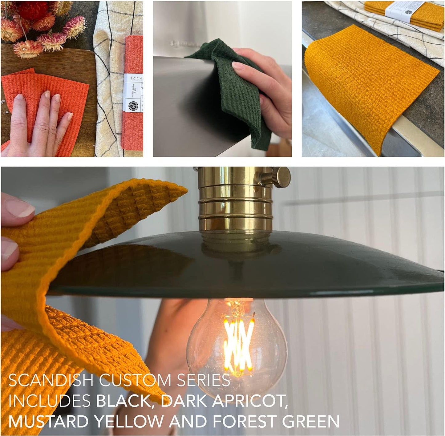 Black Swedish Dishcloths for Kitchen - Set of 3 Swedish Dish Cloths | Swedish Dish Towels Made in Sweden | Reusable, Compostable Black Dishcloths for Kitchen