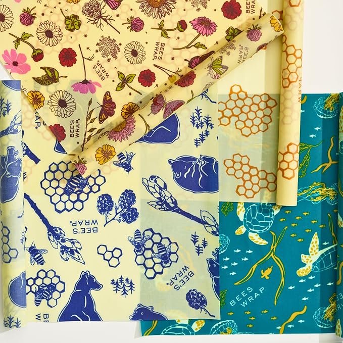 Bee's Wrap Beeswax Wraps for Food - Fresh Fruit Cut to Size 14x52" Wax Paper Roll - Made in USA Reusable Waxed Paper & Bowl Covers - Organic & Eco-Friendly Alternative to Aluminum Foil & Plastic Wrap