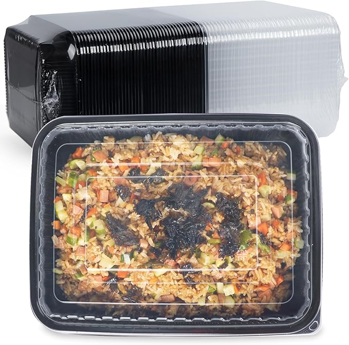 FRESHPAK Meal Prep Containers Reusable 40 Pack 47oz - Shrink Wrap Leakproof | BPA Free Freezer & Microwave Safe Meal Prep | Portion Control Leftovers Food Container with Lid | Catering Takeout Boxes