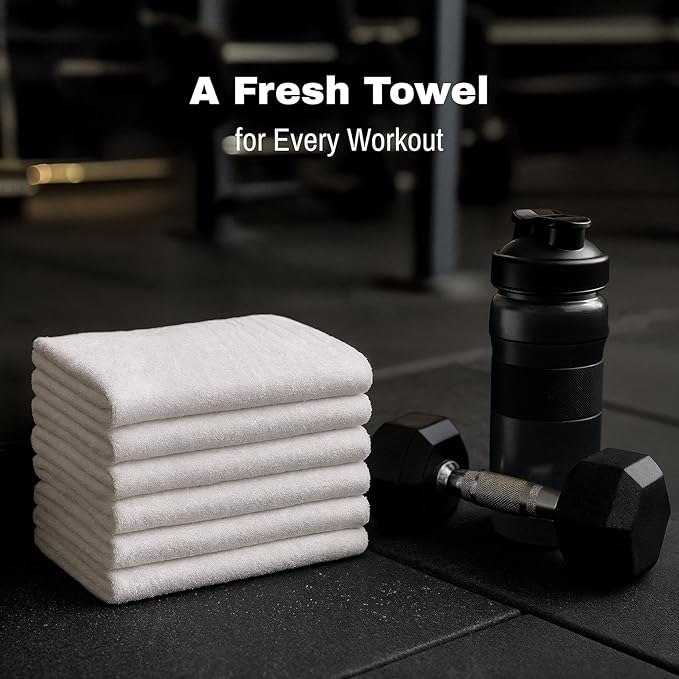 JMR Bulk-Friendly Essentials - Practical Cotton Towels - Economical 22" by 44" Multi-Purpose Towel - Absorbent, Quick-Drying, Soft, Lightweight - Ideal for Pool, Gym, Spa (White) - 36 Pack