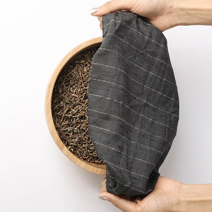 100% Linen Stripe Bowl Covers Reusable For Bread Proofing, 4 Pcs Elastic Cloth Fabric Bowl Covers, 5.9 * 7.9 * 9.8 * 11.8 Inches, Black